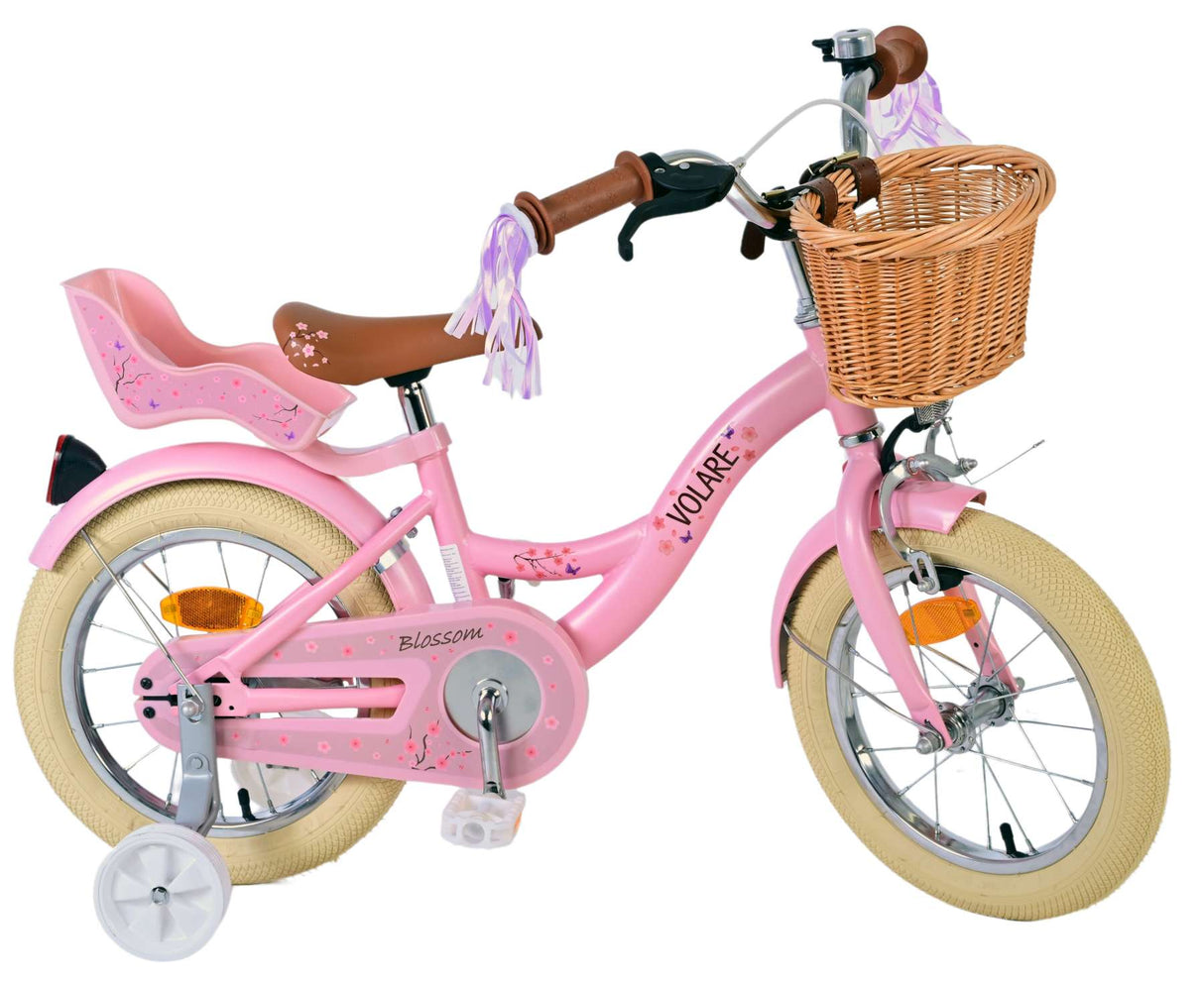 Volare Blossom Kinderfahrrad für Mädchen - 14 Zoll in Rosa für Kinder von 3,5 bis 5 Jahren