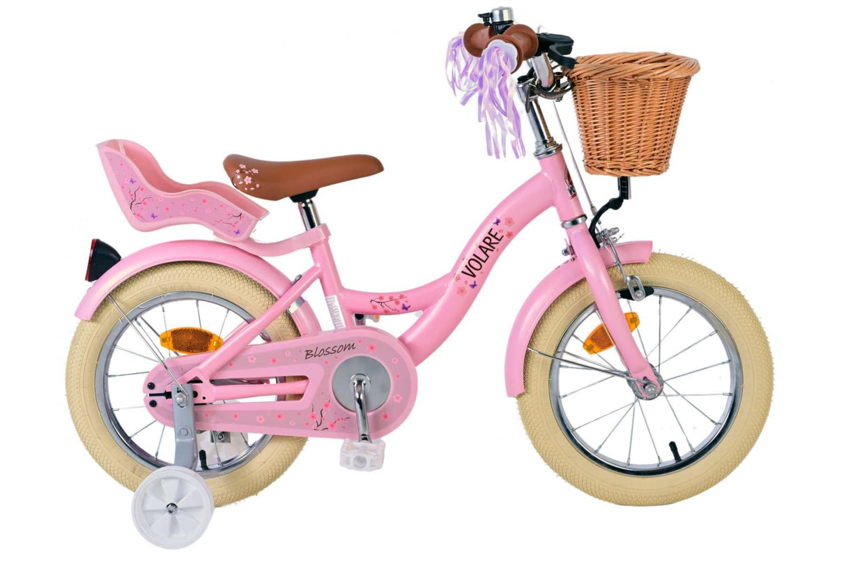 Volare Blossom Kinderfahrrad für Mädchen - 14 Zoll in Rosa für Kinder von 3,5 bis 5 Jahren