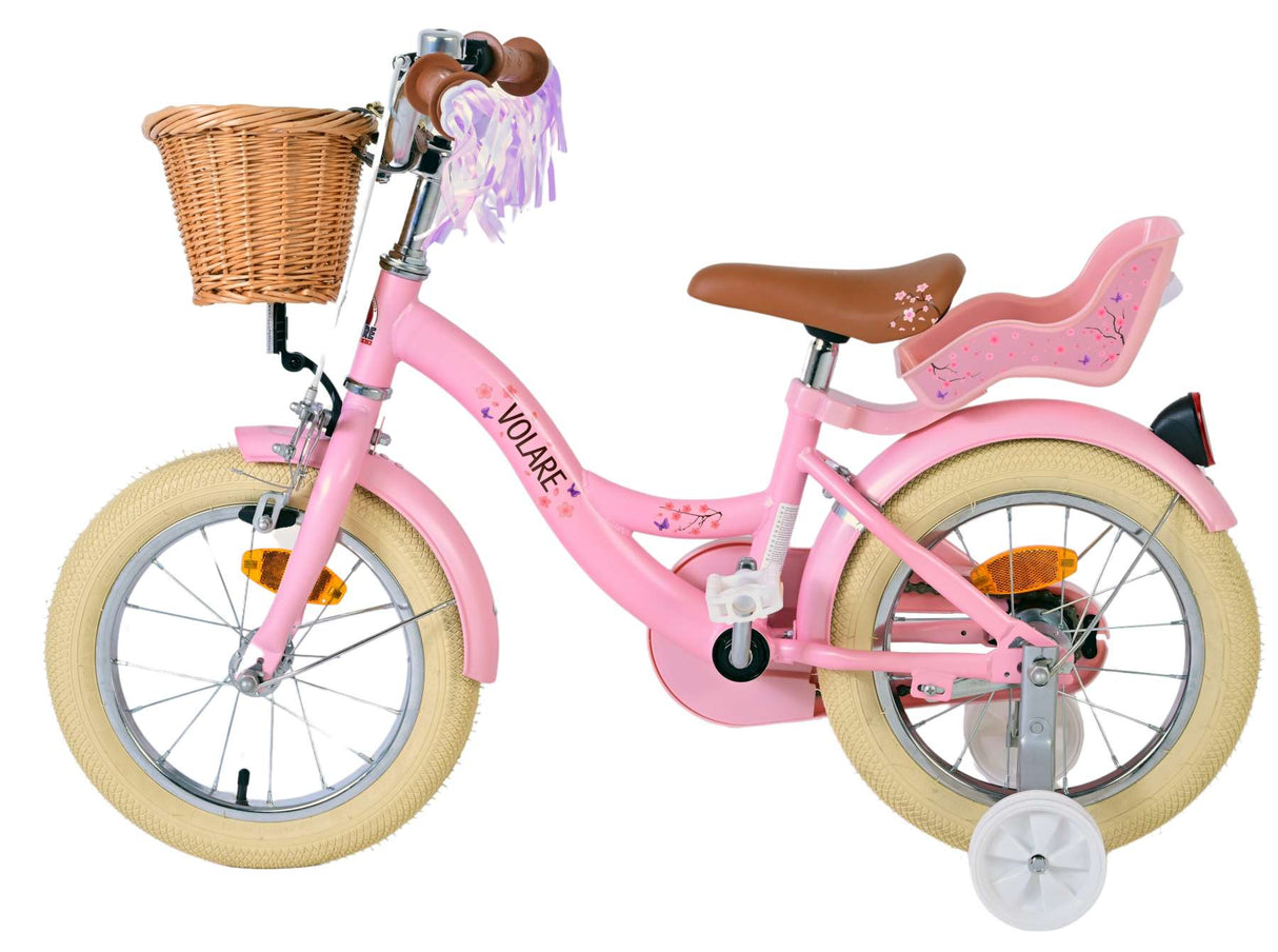 Volare Blossom Kinderfahrrad für Mädchen - 14 Zoll in Rosa für Kinder von 3,5 bis 5 Jahren