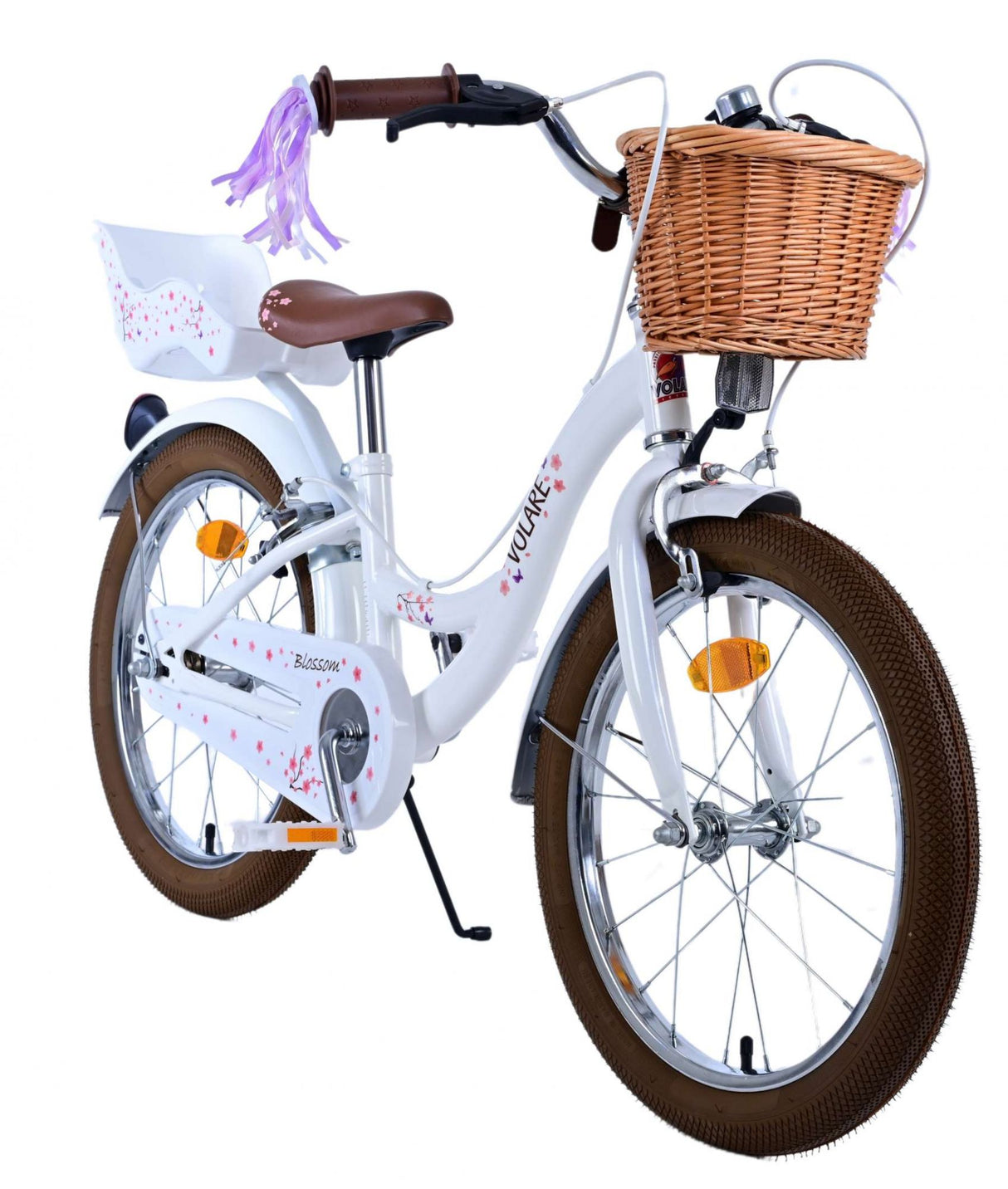 Volare Blossom Kinderfahrrad für Mädchen - 18 Zoll - Weiß mit Zweihandbremsen