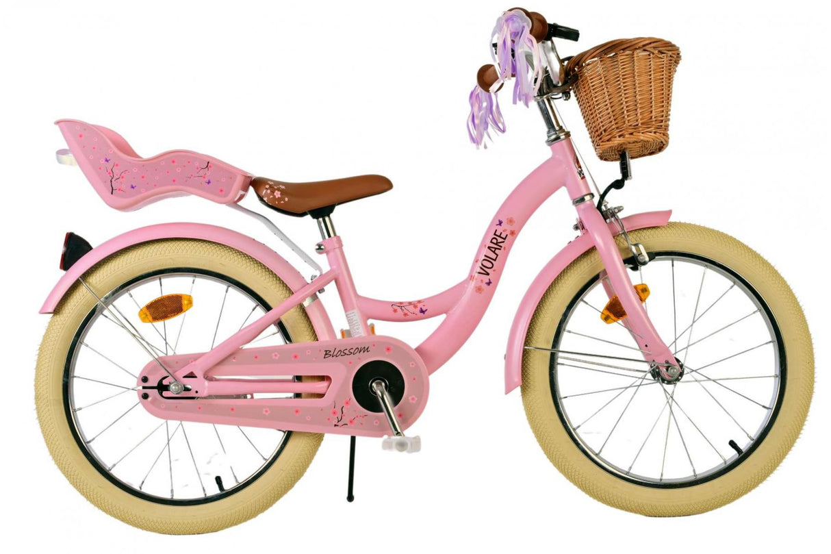 Volare Blossom Kinderfahrrad für Mädchen - 18 Zoll in Rosa für Kinder von 4 bis 7 Jahren