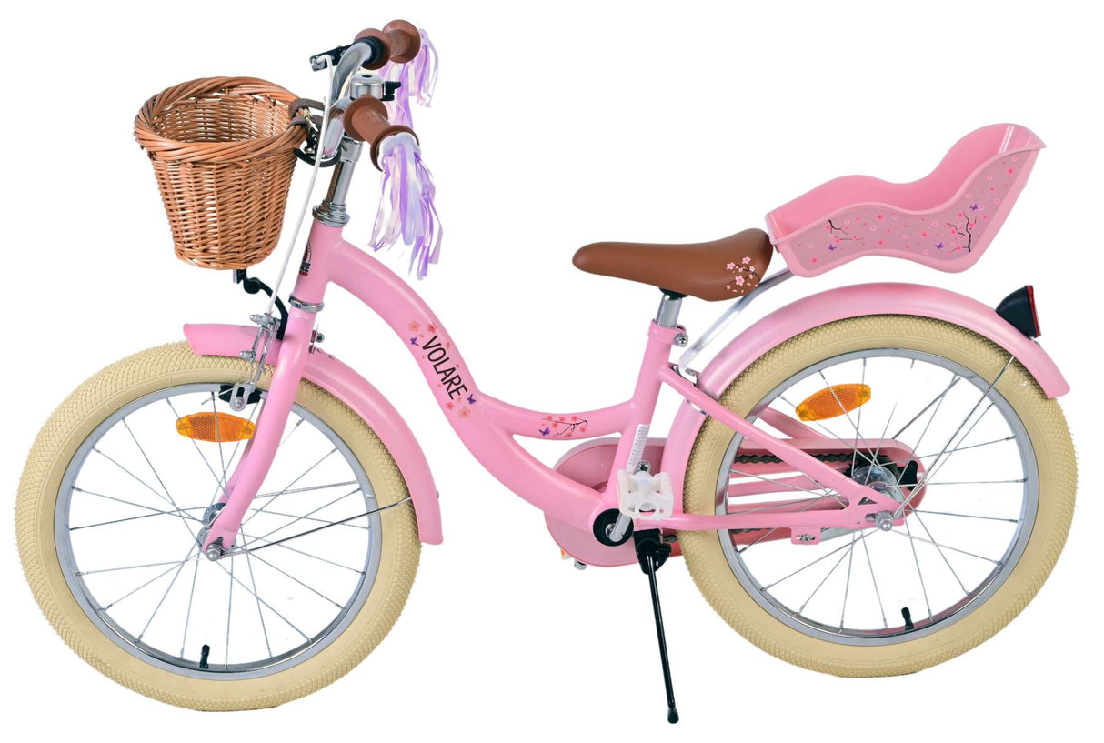 Volare Blossom Kinderfahrrad für Mädchen - 18 Zoll in Rosa für Kinder von 4 bis 7 Jahren