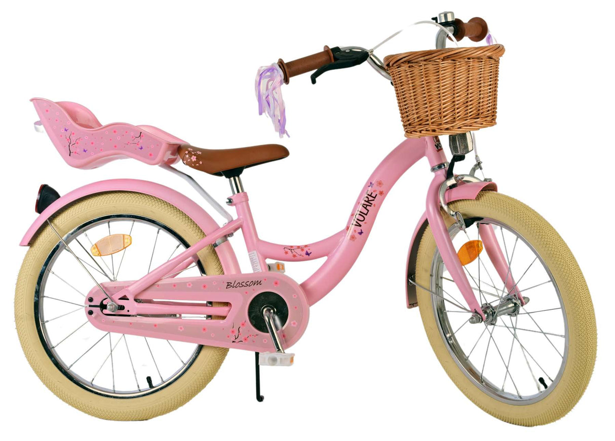 Volare Blossom Kinderfahrrad für Mädchen - 18 Zoll in Rosa für Kinder von 4 bis 7 Jahren