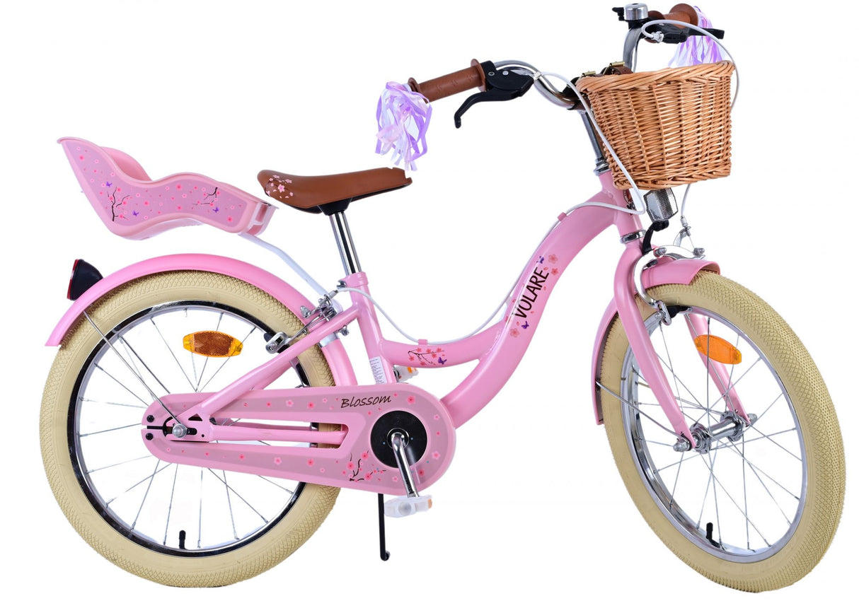 Volare Blossom Kinderfahrrad für Mädchen - 18 Zoll in Rosa mit Handbremsen