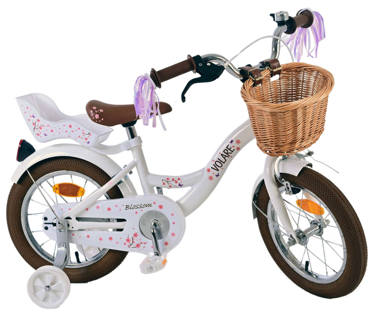 Volare Blossom 14 Zoll Kinderfahrrad für Mädchen in Weiß - Sicher und Komfortabel