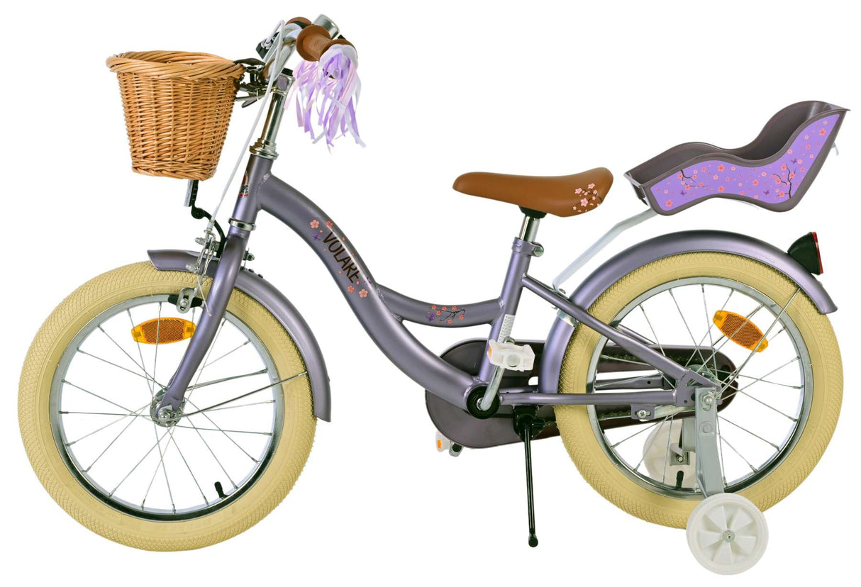 Volare Blossom Kinderfahrrad für Mädchen - 16 Zoll in Lila für sicheres Fahren