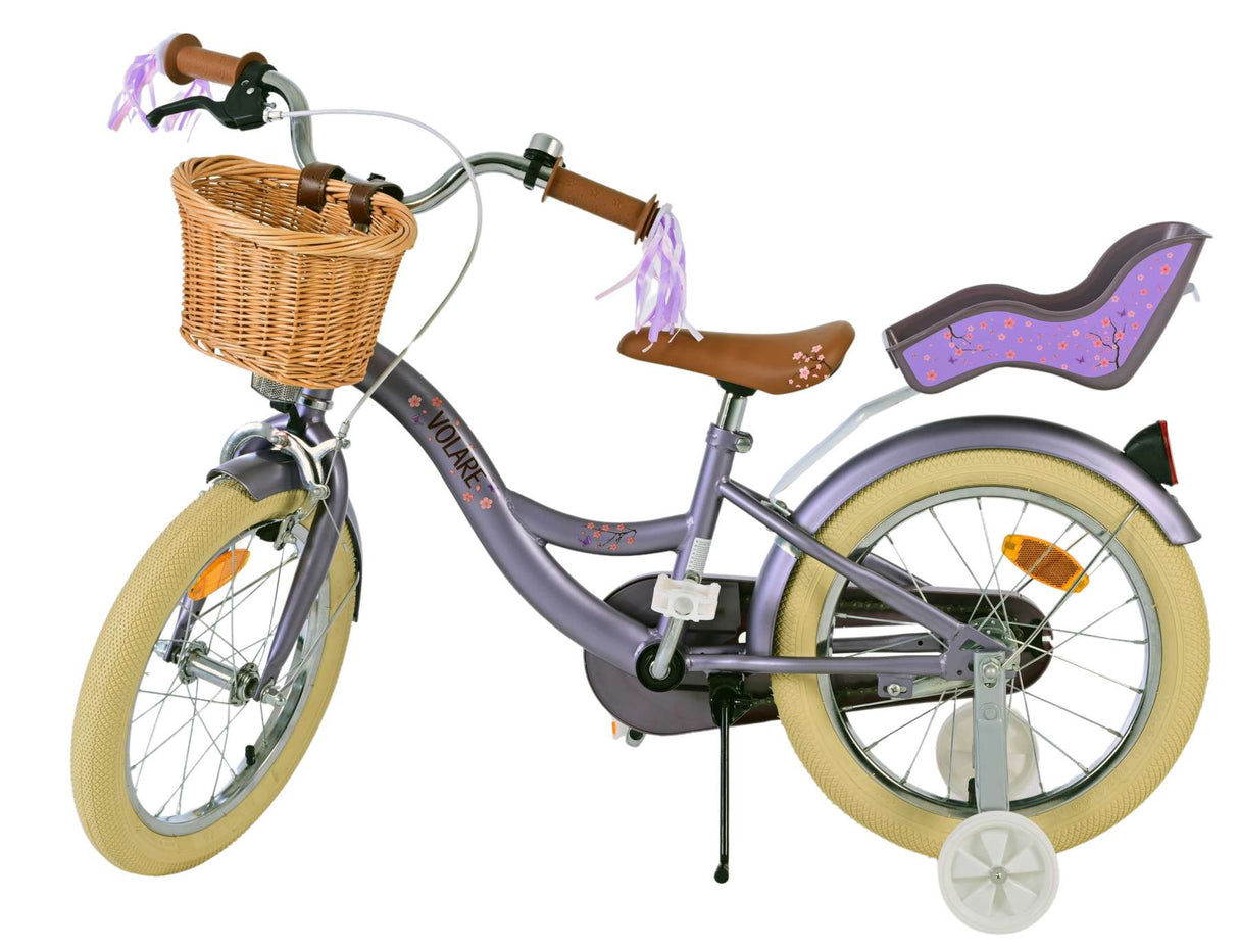 Volare Blossom Kinderfahrrad für Mädchen - 16 Zoll in Lila für sicheres Fahren