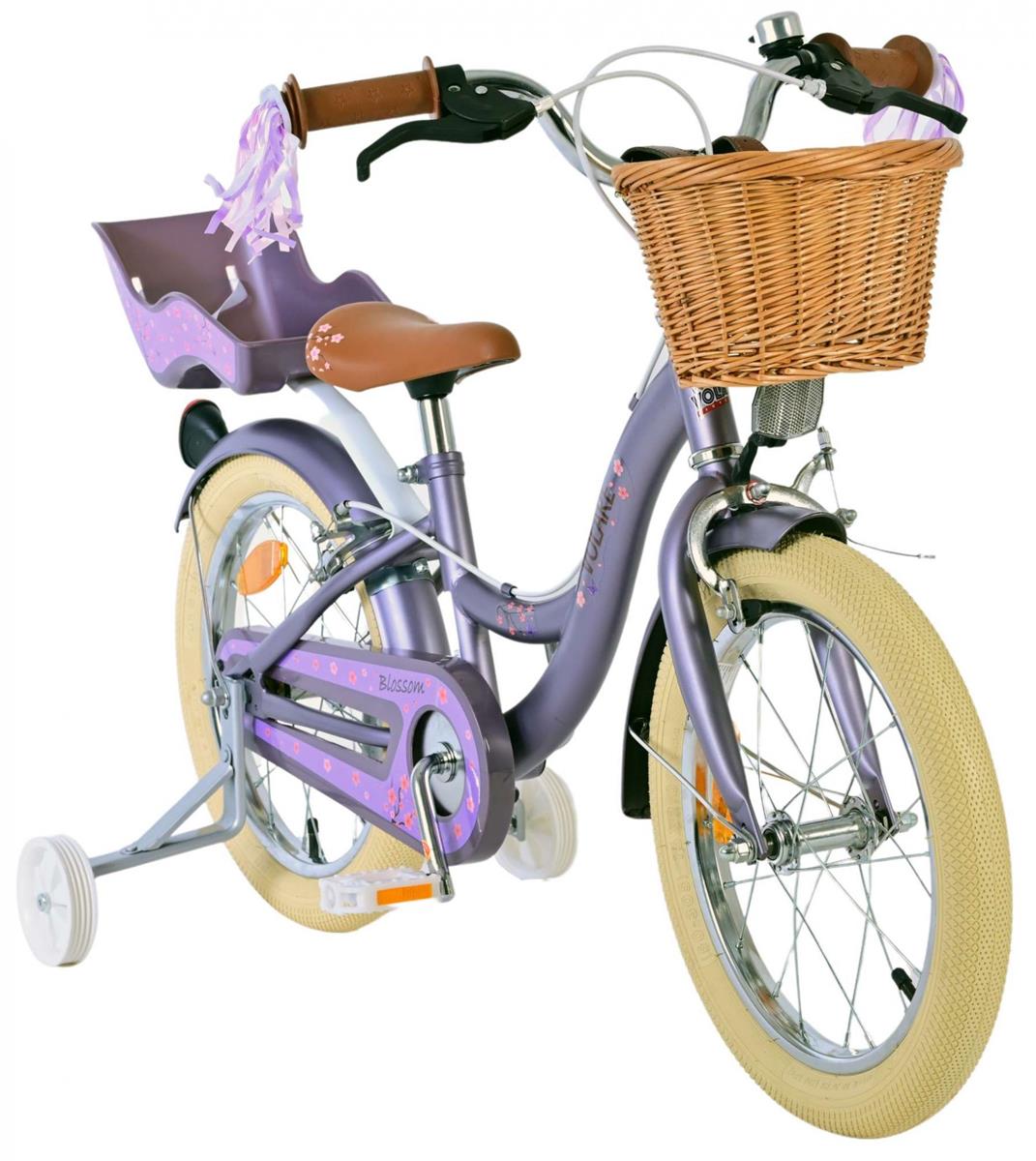 Volare Blossom Kinderfahrrad für Mädchen - 16 Zoll in Lila mit Zweihandbremsen