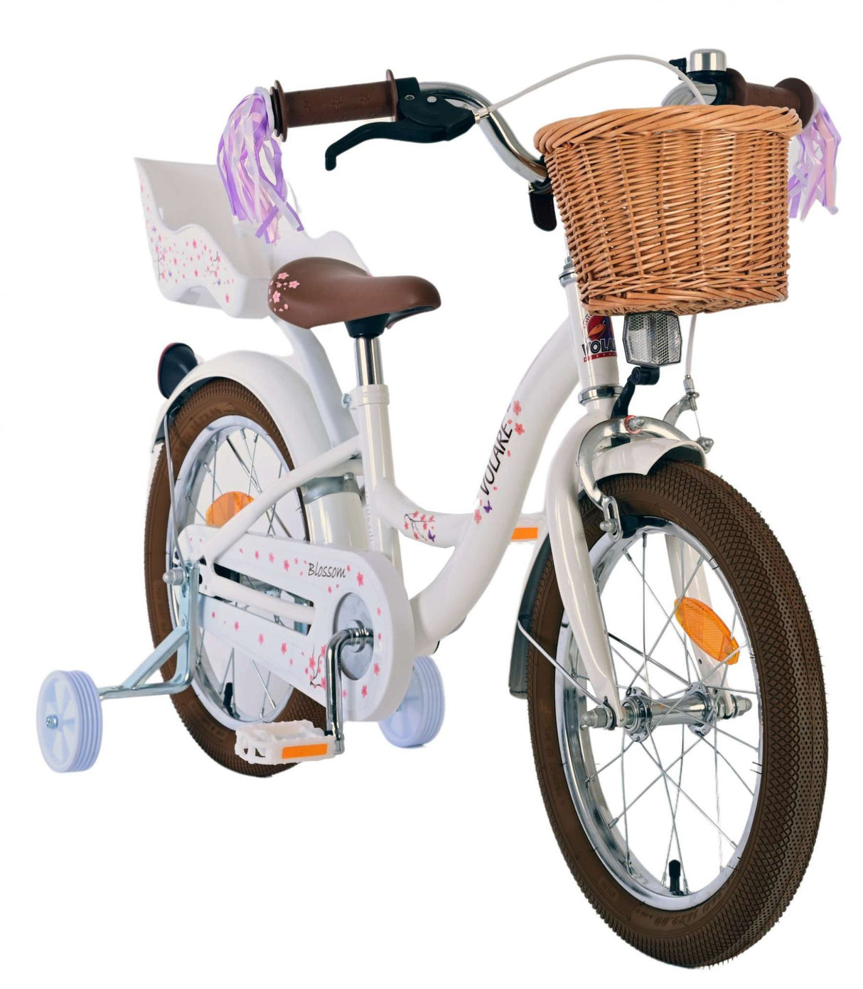 Volare Blossom Kinderfahrrad für Mädchen - 16 Zoll in Weiß für sicheres Fahren