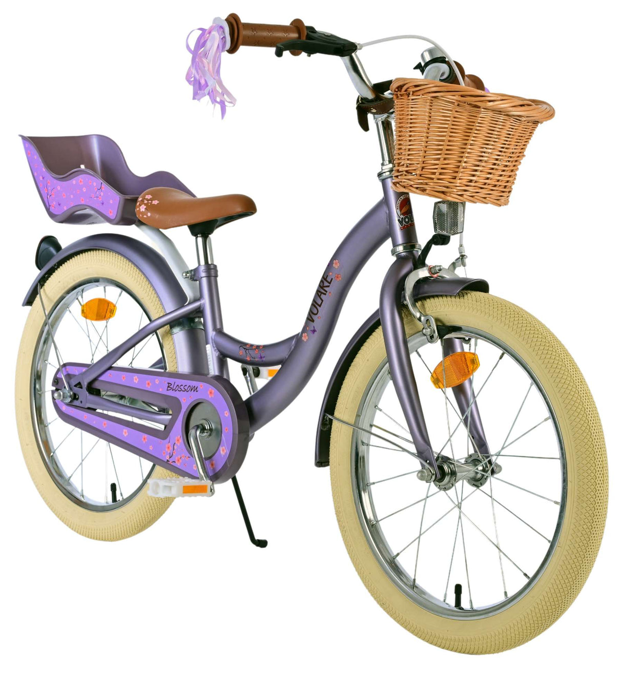 Volare Blossom Kinderfahrrad für Mädchen - 18 Zoll in Lila für Kinder von 4 bis 7 Jahren