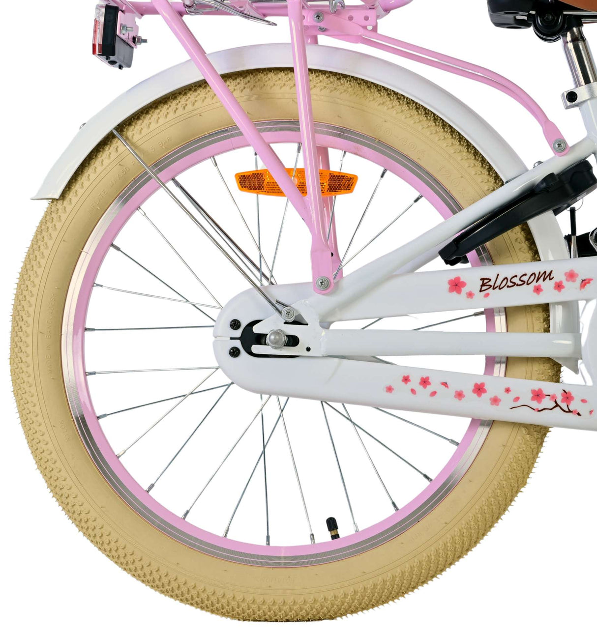 Volare Blossom Kinderfahrrad für Mädchen - 20 Zoll in Weiß mit Blütendesign