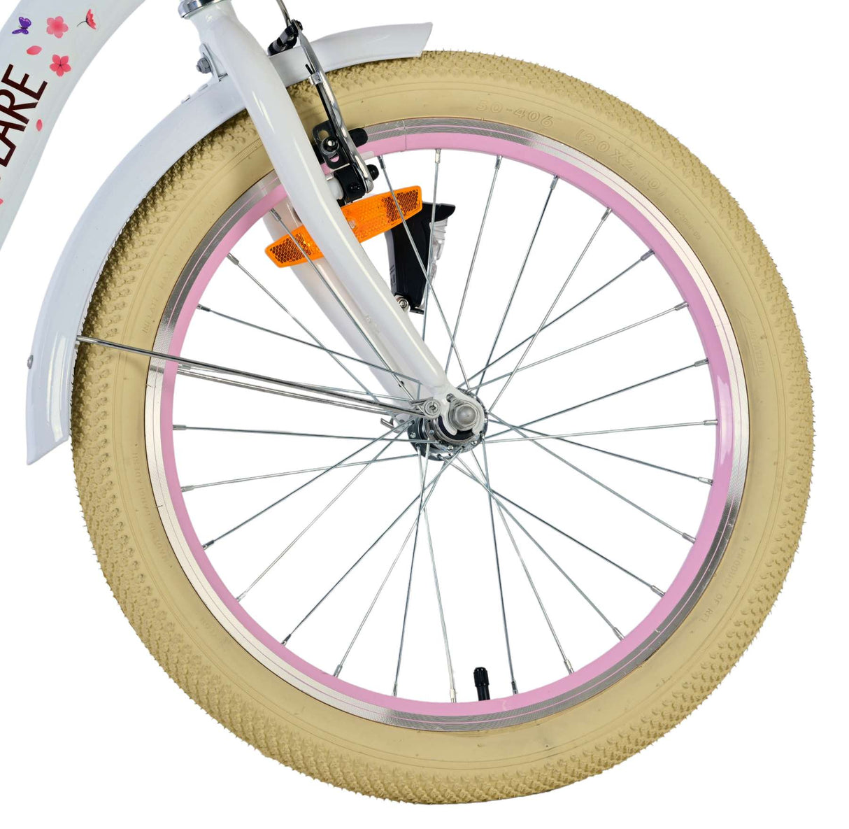 Volare Blossom Kinderfahrrad für Mädchen - 20 Zoll in Weiß mit Blütendesign