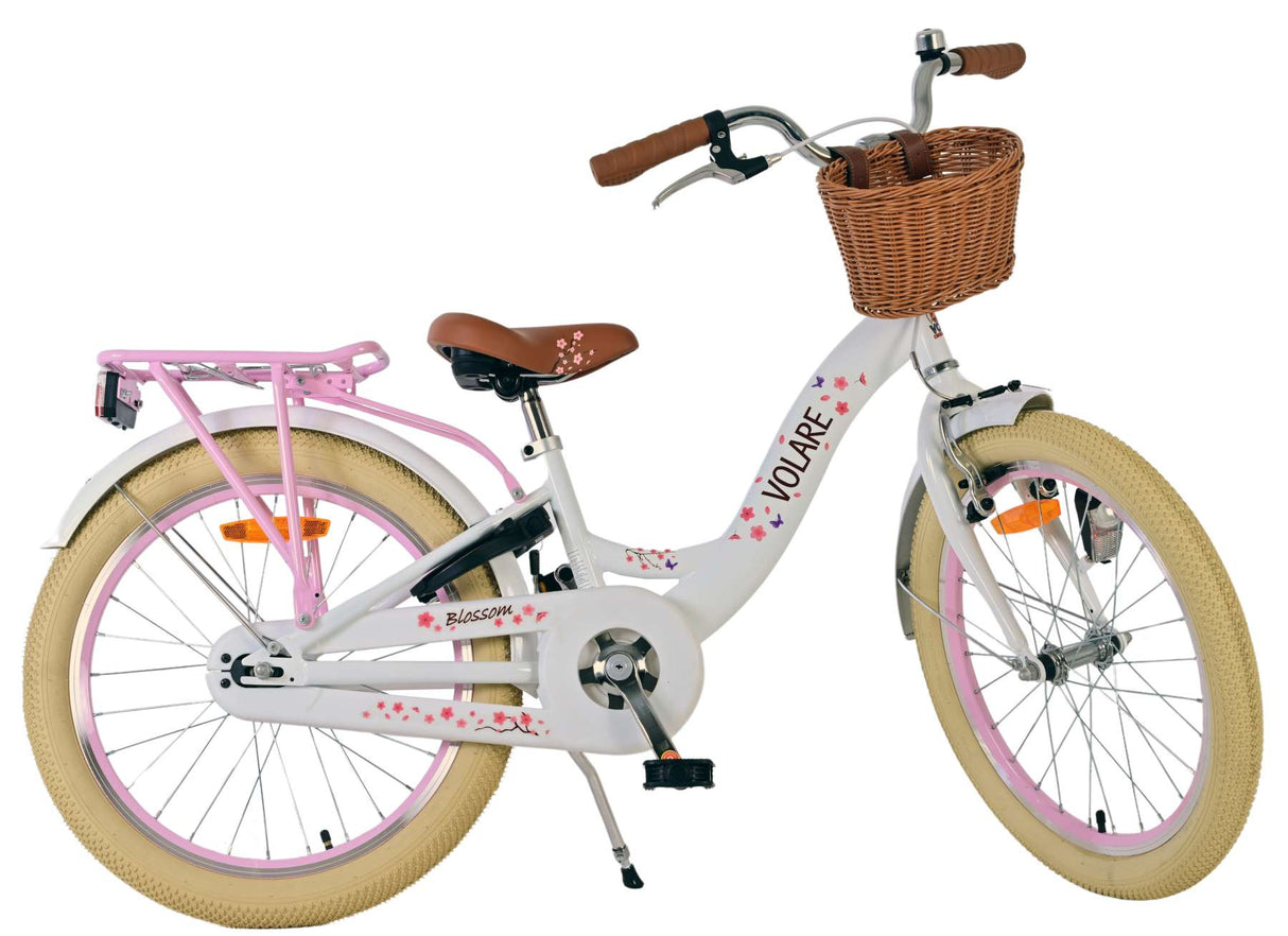 Volare Blossom Kinderfahrrad für Mädchen - 20 Zoll in Weiß mit Blütendesign