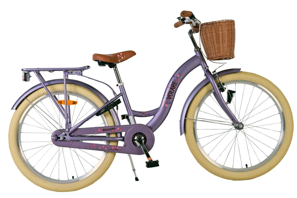 Volare Blossom Kinderfahrrad für Mädchen - 24 Zoll in Lila mit Sicherheitsmerkmalen