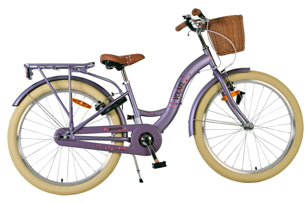 Volare Blossom Kinderfahrrad für Mädchen - 24 Zoll in Lila mit Handbremsen