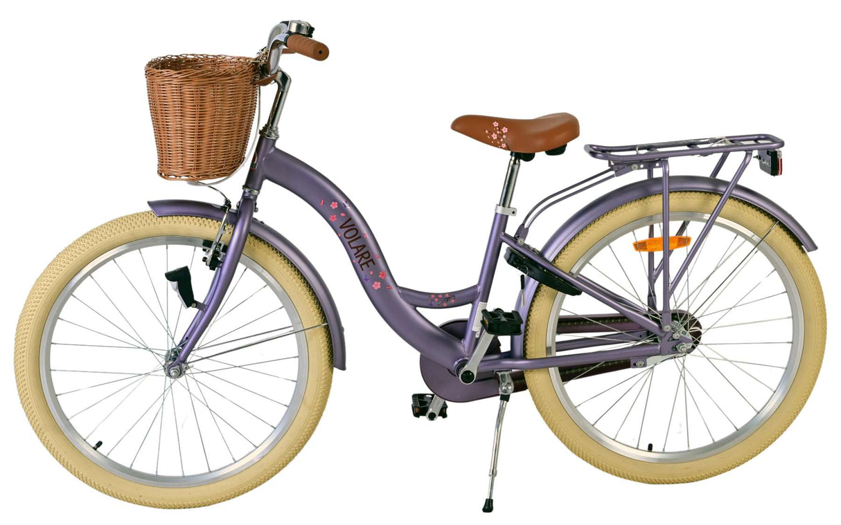 Volare Blossom Kinderfahrrad für Mädchen - 24 Zoll in Lila mit Sicherheitsmerkmalen