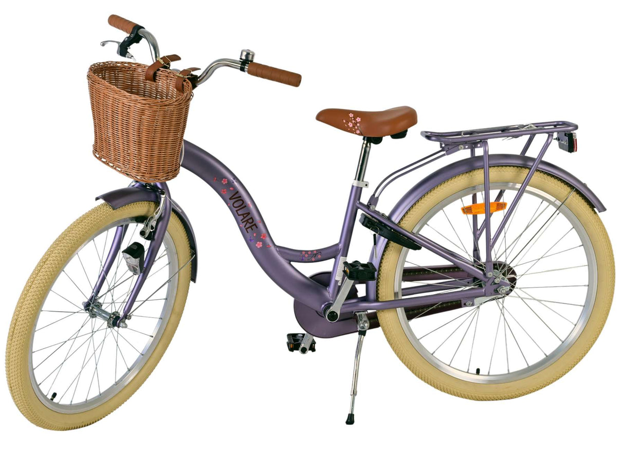 Volare Blossom Kinderfahrrad für Mädchen - 24 Zoll in Lila mit Sicherheitsmerkmalen