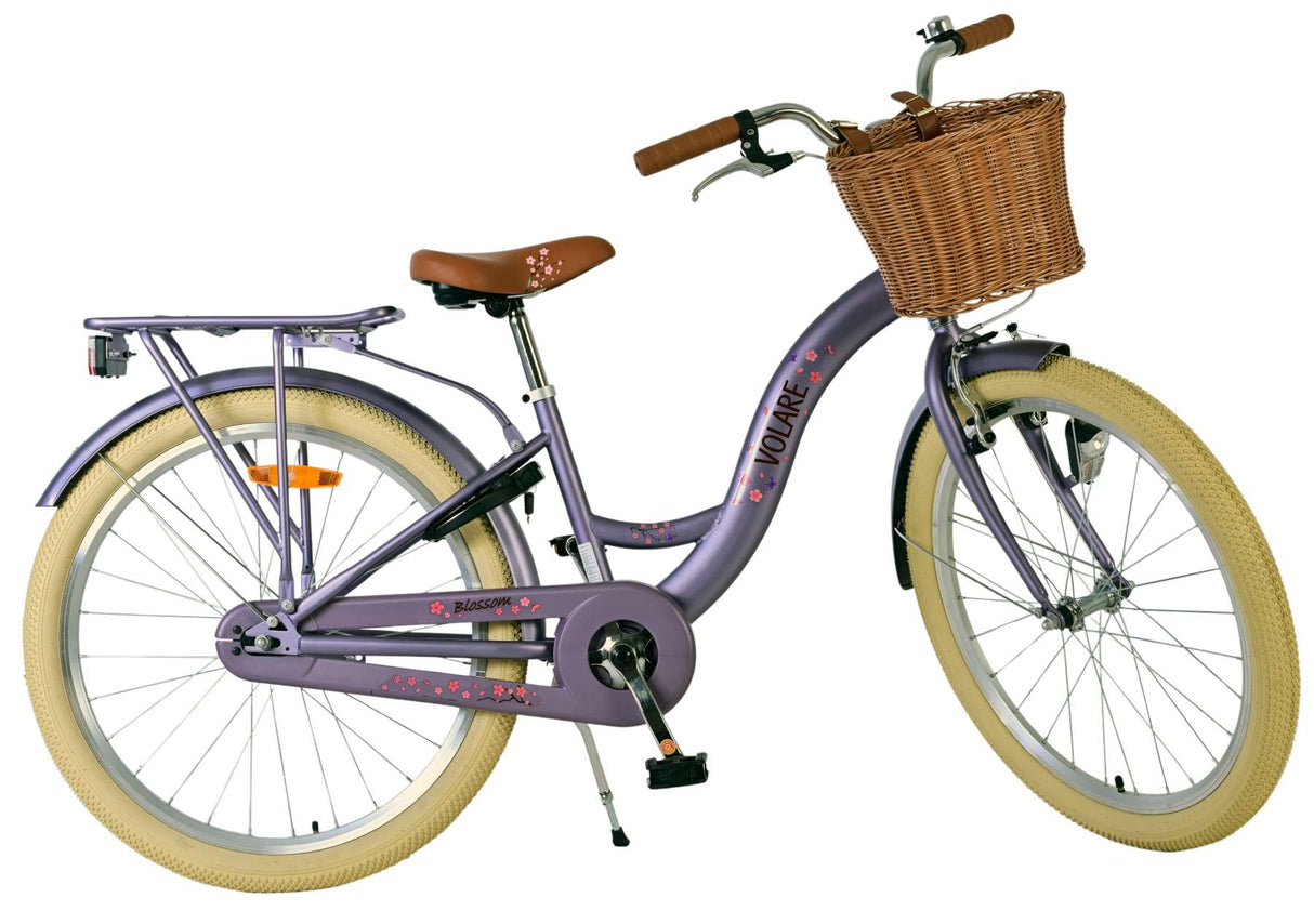 Volare Blossom Kinderfahrrad für Mädchen - 24 Zoll in Lila mit Sicherheitsmerkmalen