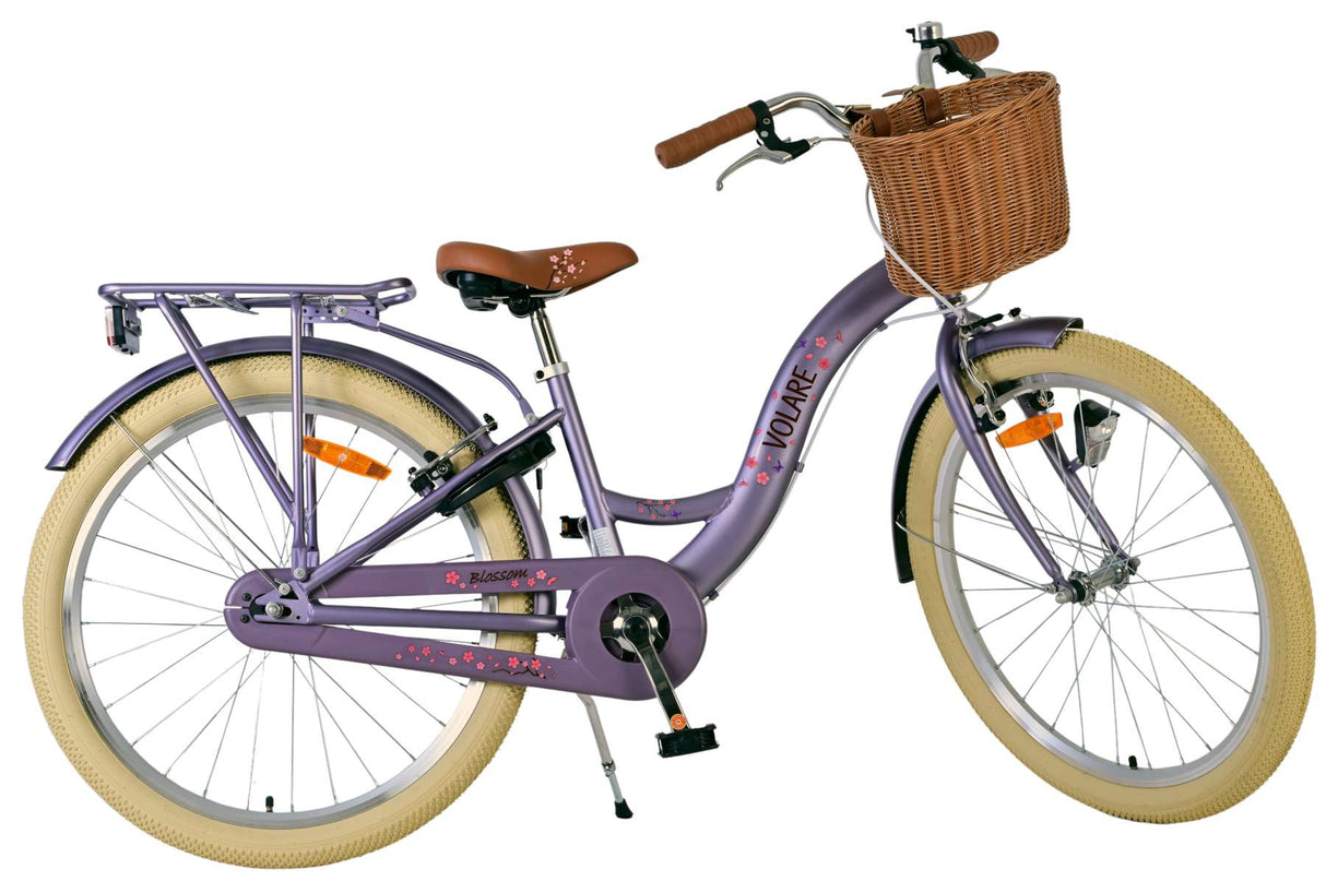 Volare Blossom Kinderfahrrad für Mädchen - 24 Zoll in Lila mit Handbremsen