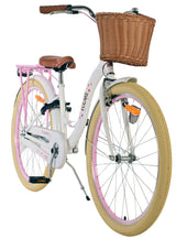 Volare Blossom Kinderfahrrad für Mädchen - 26 Zoll in Weiß mit Sicherheitsmerkmalen