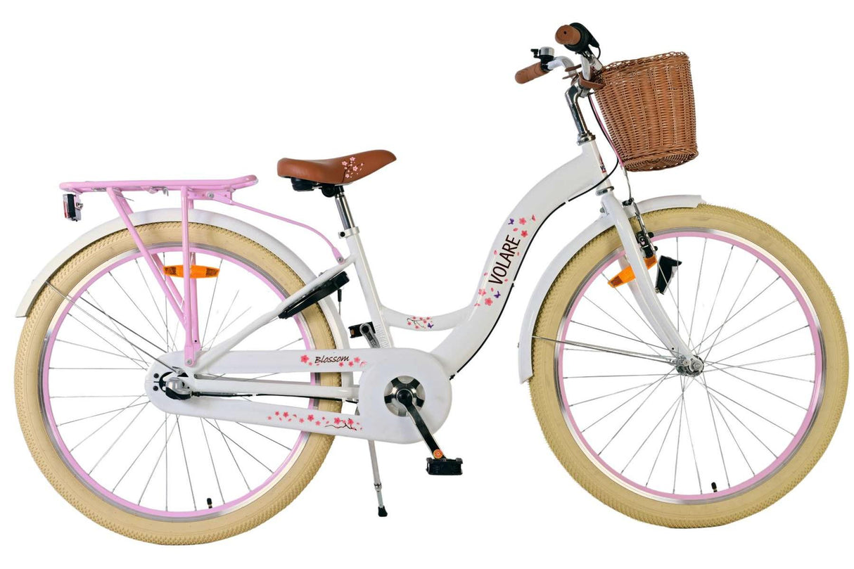 Volare Blossom Kinderfahrrad für Mädchen - 26 Zoll in Weiß mit Nexus 3-Gangschaltung