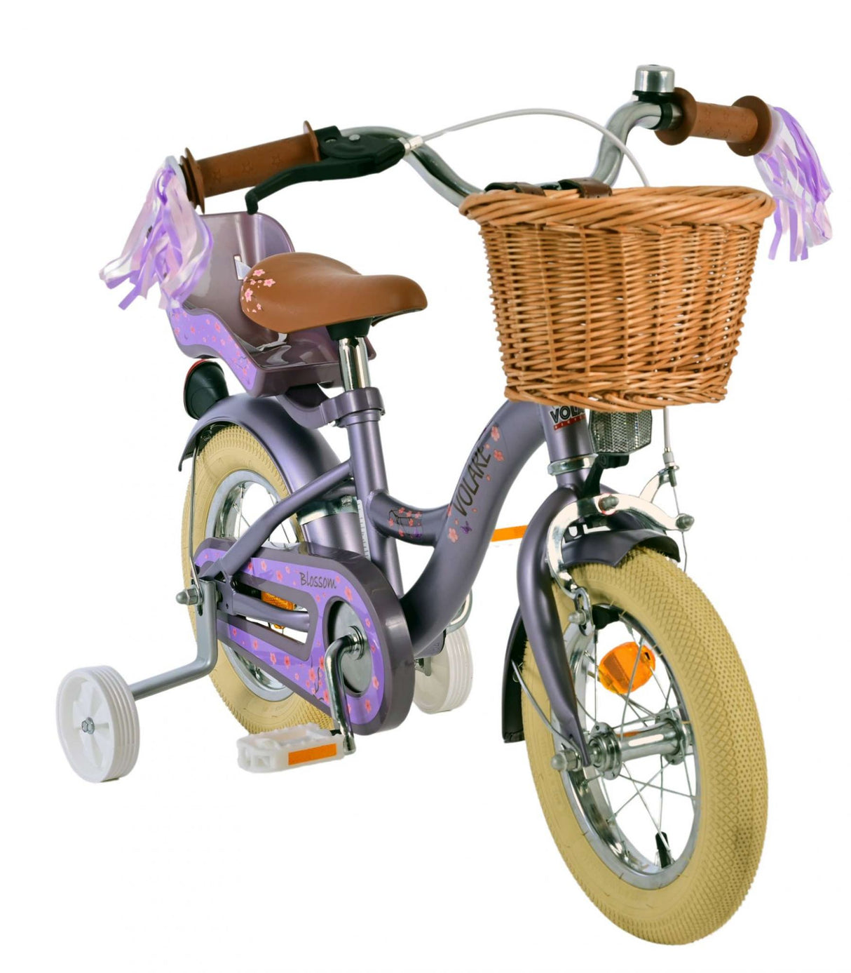 Volare Blossom Kinderfahrrad für Mädchen - 12 Zoll in Lila für sicheres Fahren