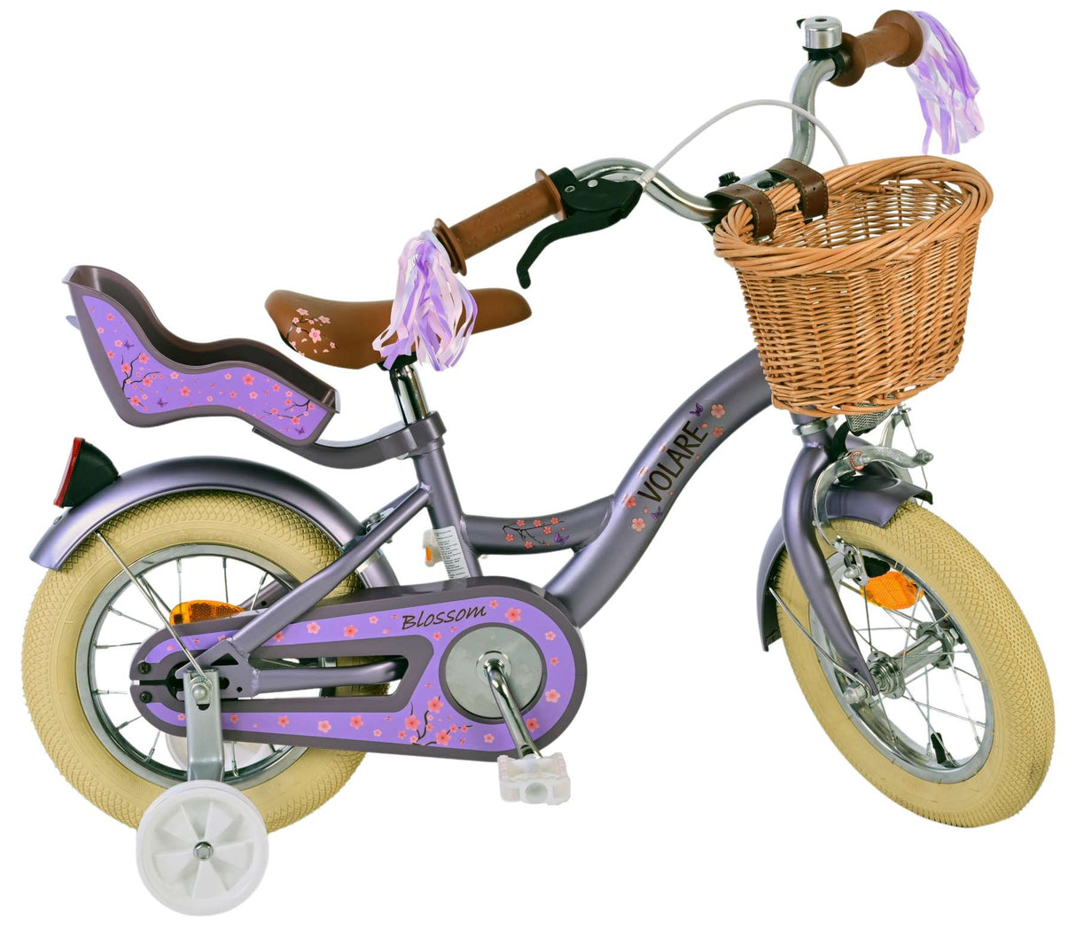 Volare Blossom Kinderfahrrad für Mädchen - 12 Zoll in Lila für sicheres Fahren