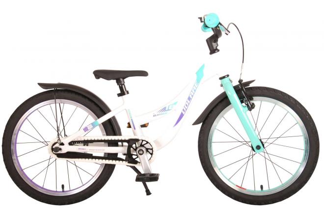 Volare Glamour Kinderfahrrad - Mädchen - 18 Zoll - Weiß/Mintgrün - Prime Collection