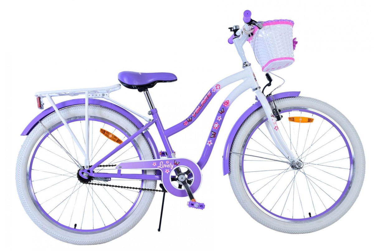 Volare Lovely Kinderfahrrad für Mädchen - 24 Zoll in Lila für sicheren Fahrspaß