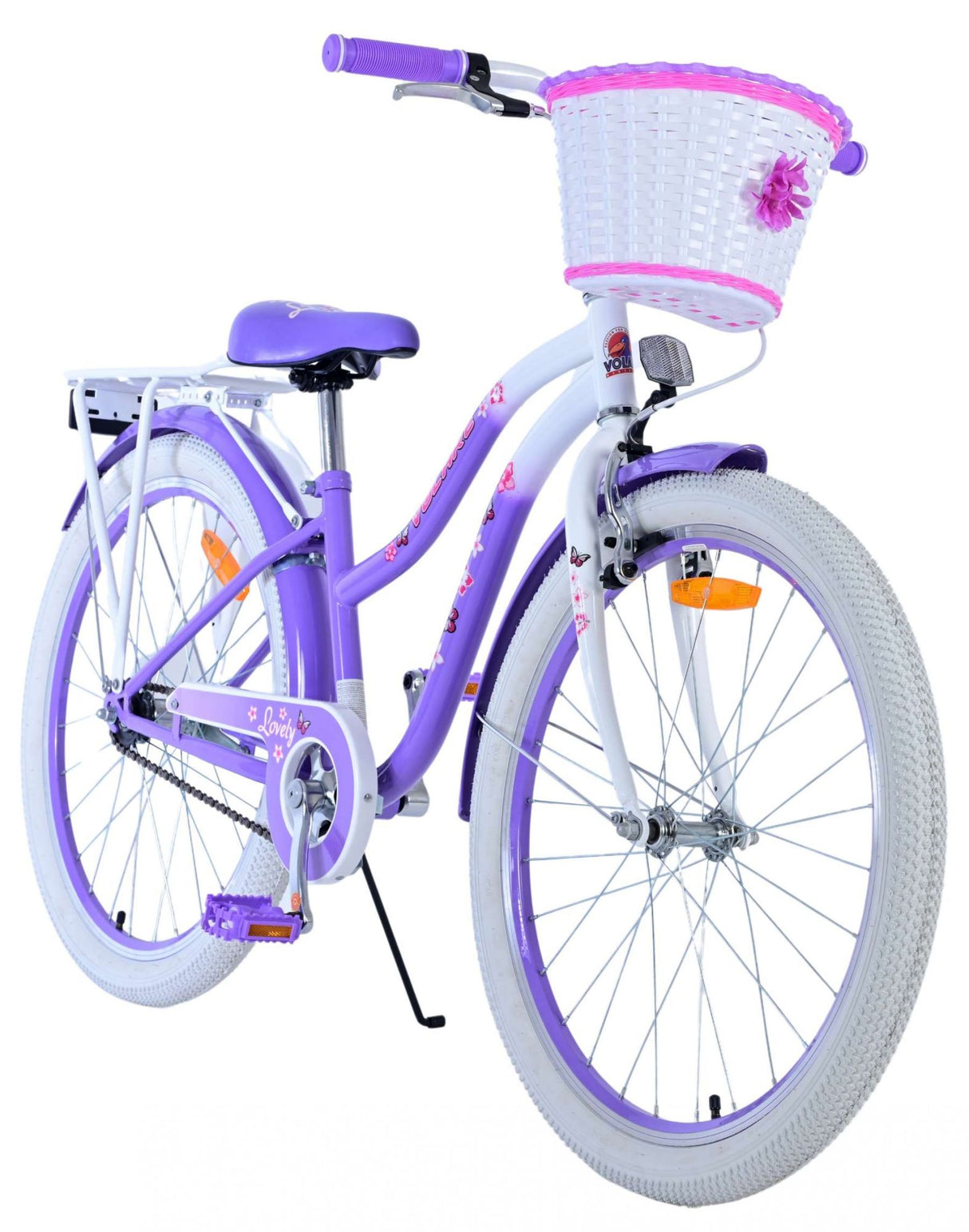 Volare Lovely Kinderfahrrad für Mädchen - 24 Zoll in Lila für sicheren Fahrspaß