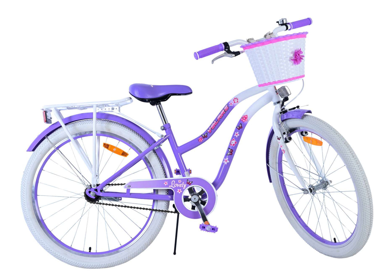 Volare Lovely Kinderfahrrad für Mädchen - 24 Zoll in Lila für sicheren Fahrspaß