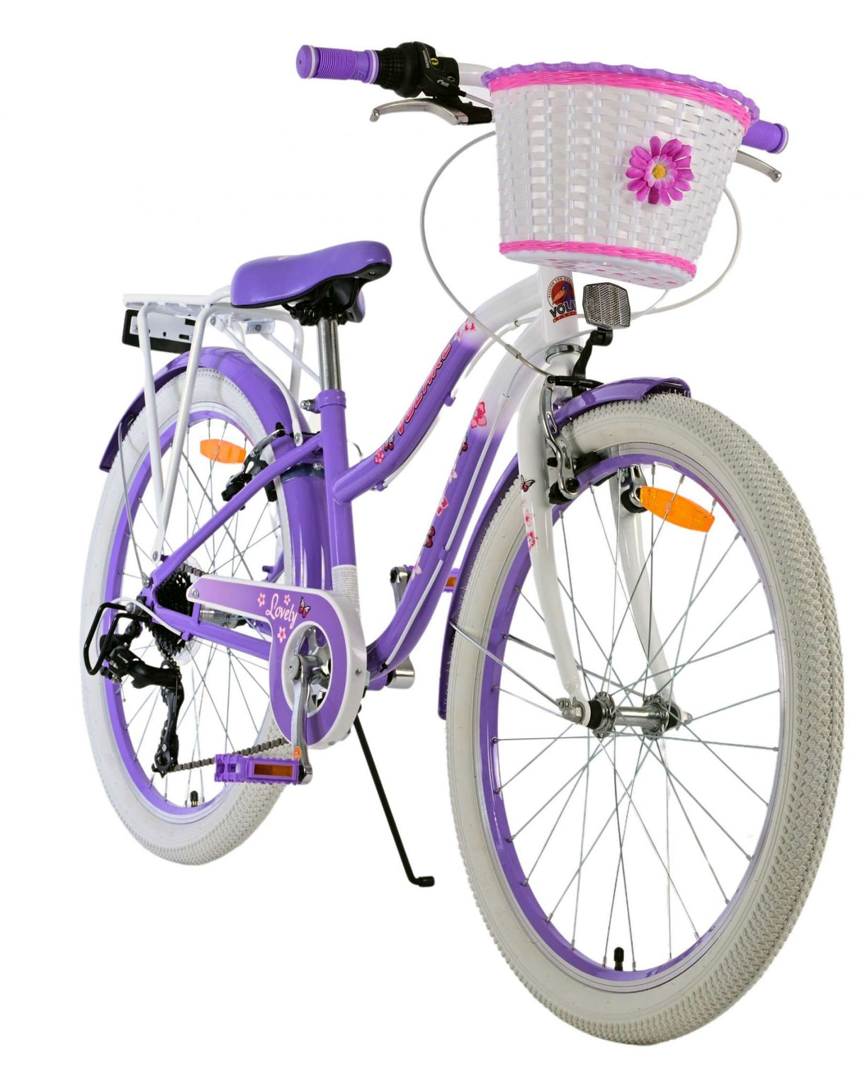 Volare Lovely Kinderfahrrad für Mädchen - 24 Zoll in Lila mit 7 Gängen