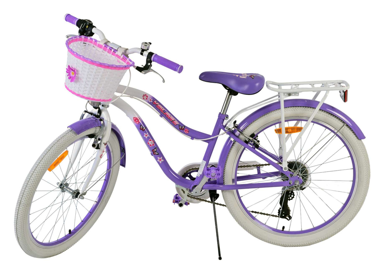 Volare Lovely Kinderfahrrad für Mädchen - 24 Zoll in Lila mit 7 Gängen