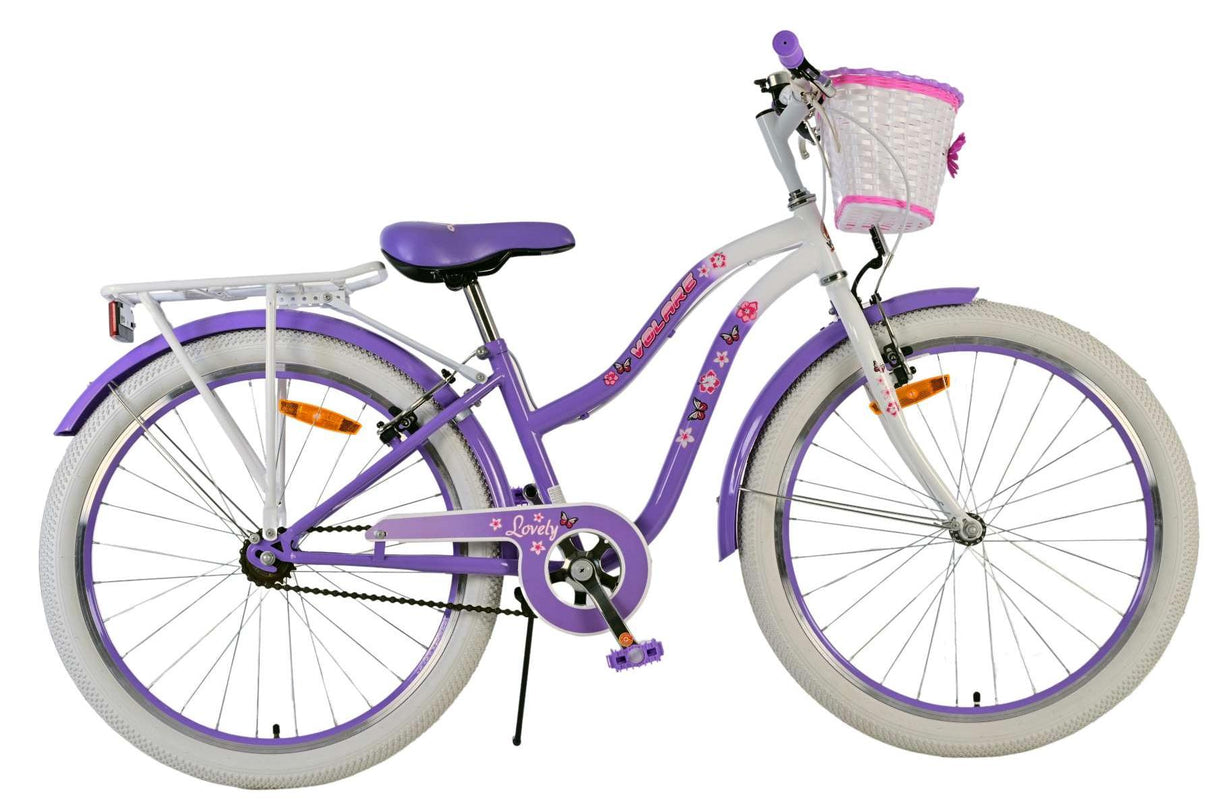 Volare Lovely Kinderfahrrad für Mädchen - 24 Zoll in Lila mit zwei Handbremsen