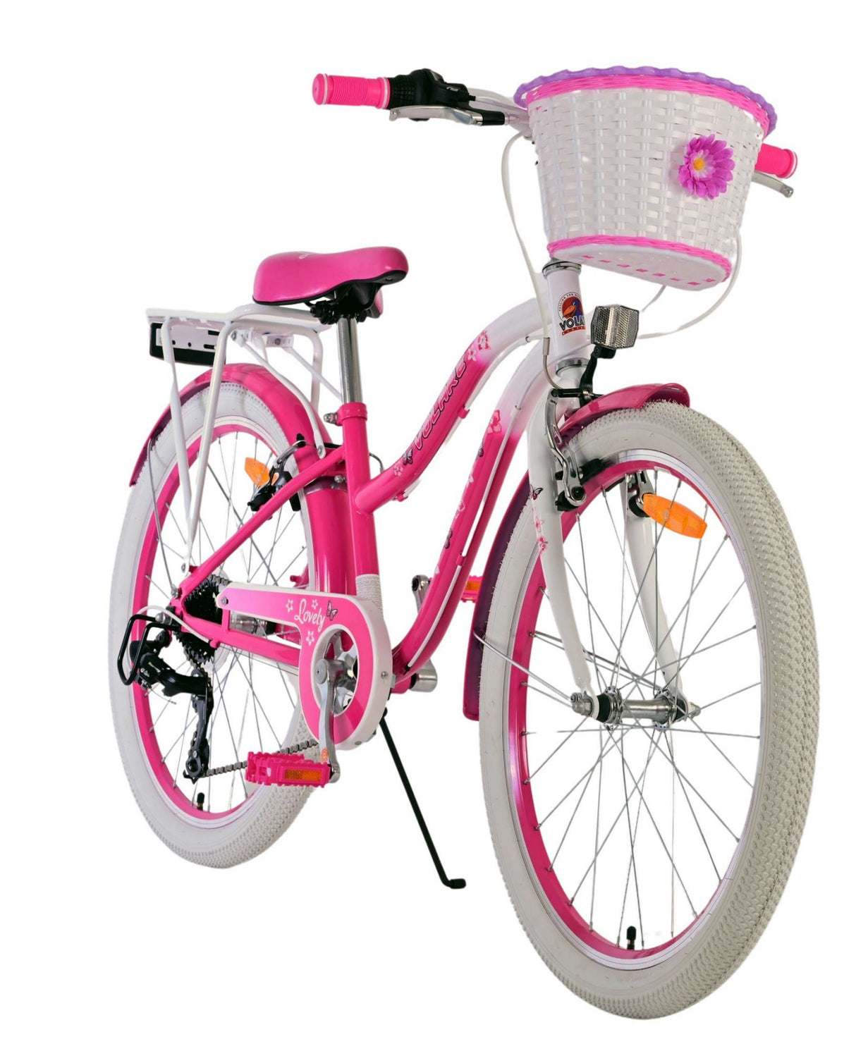 Volare Lovely Kinderfahrrad für Mädchen - 24 Zoll in Rosa mit 7 Gängen