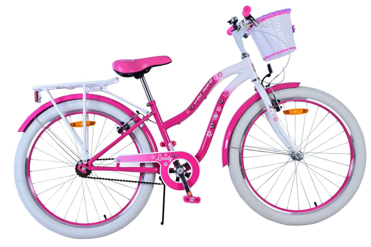 Volare Lovely Kinderfahrrad für Mädchen - 24 Zoll in Pink mit zwei Handbremsen