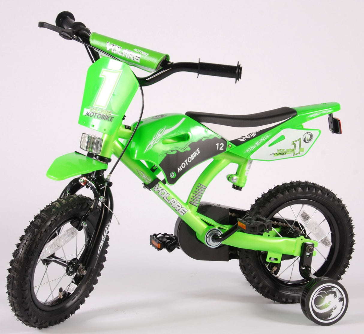 Volare Motobike Kinderfahrrad - Jungen - 12 Zoll - Grün - 95% zusammengebaut
