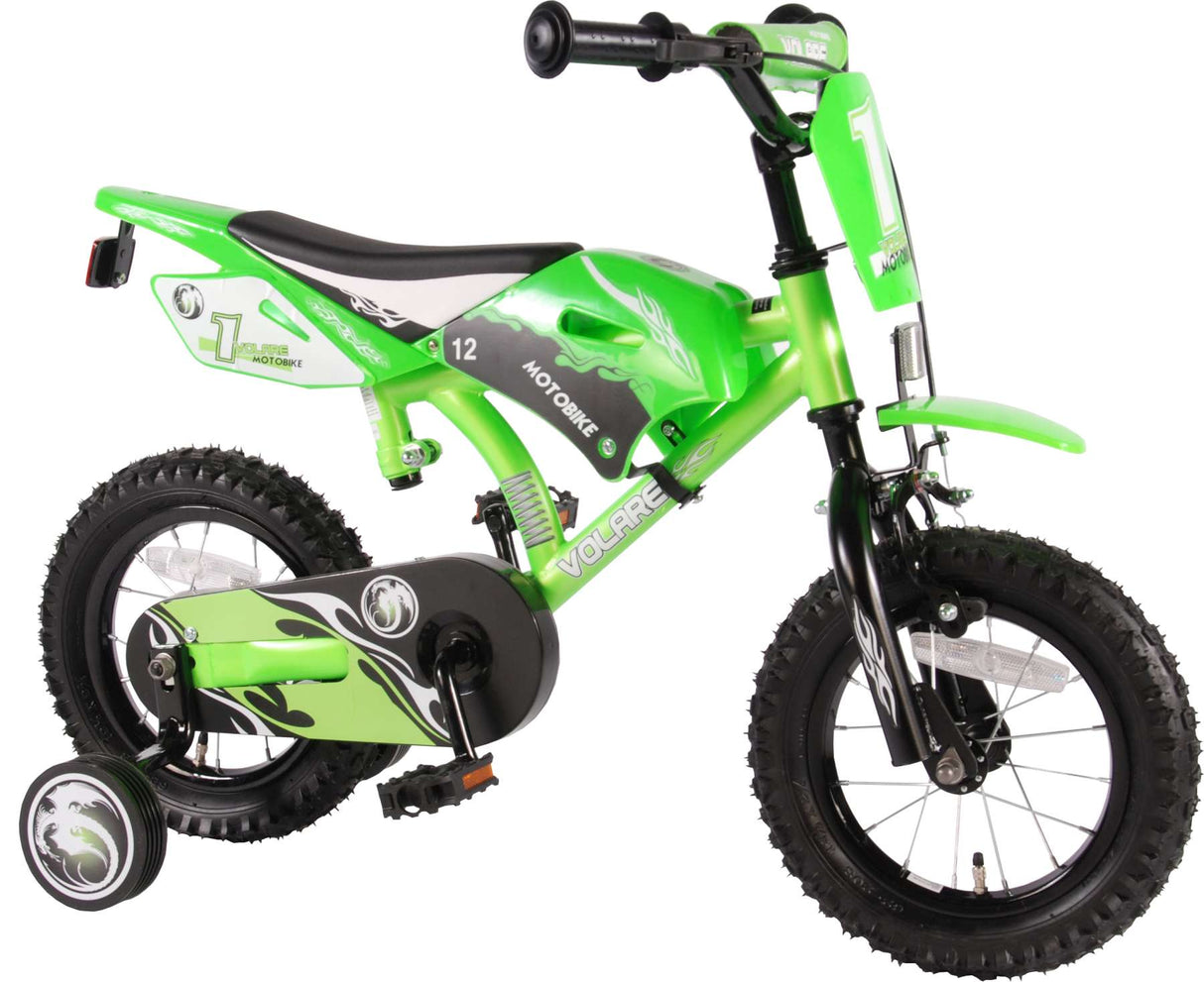 Volare Motobike Kinderfahrrad - Jungen - 12 Zoll - Grün - 95% zusammengebaut