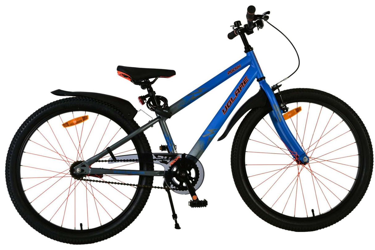 Volare Rocky Kinderfahrrad für Jungen - 24 Zoll in Blau für Abenteuerlustige