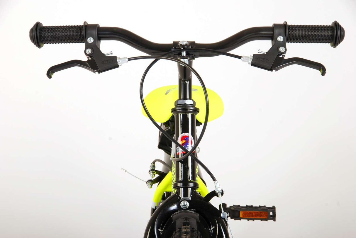 Volare Sportivo Kinderfahrrad - Jungen - 14 Zoll - Neon Gelb/Schwarz - Abnehmbare Stützräder und Flaschenhalter