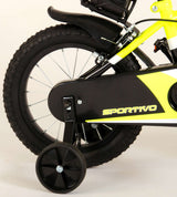 Volare Sportivo Kinderfahrrad - Jungen - 14 Zoll - Neon Gelb/Schwarz - Abnehmbare Stützräder und Flaschenhalter