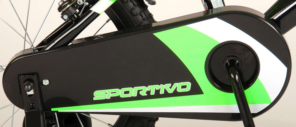 Volare Sportivo Kinderfahrrad - Jungen - 16 Zoll - Neongrün Schwarz - Zwei Handbremsen - 95% zusammengebaut
