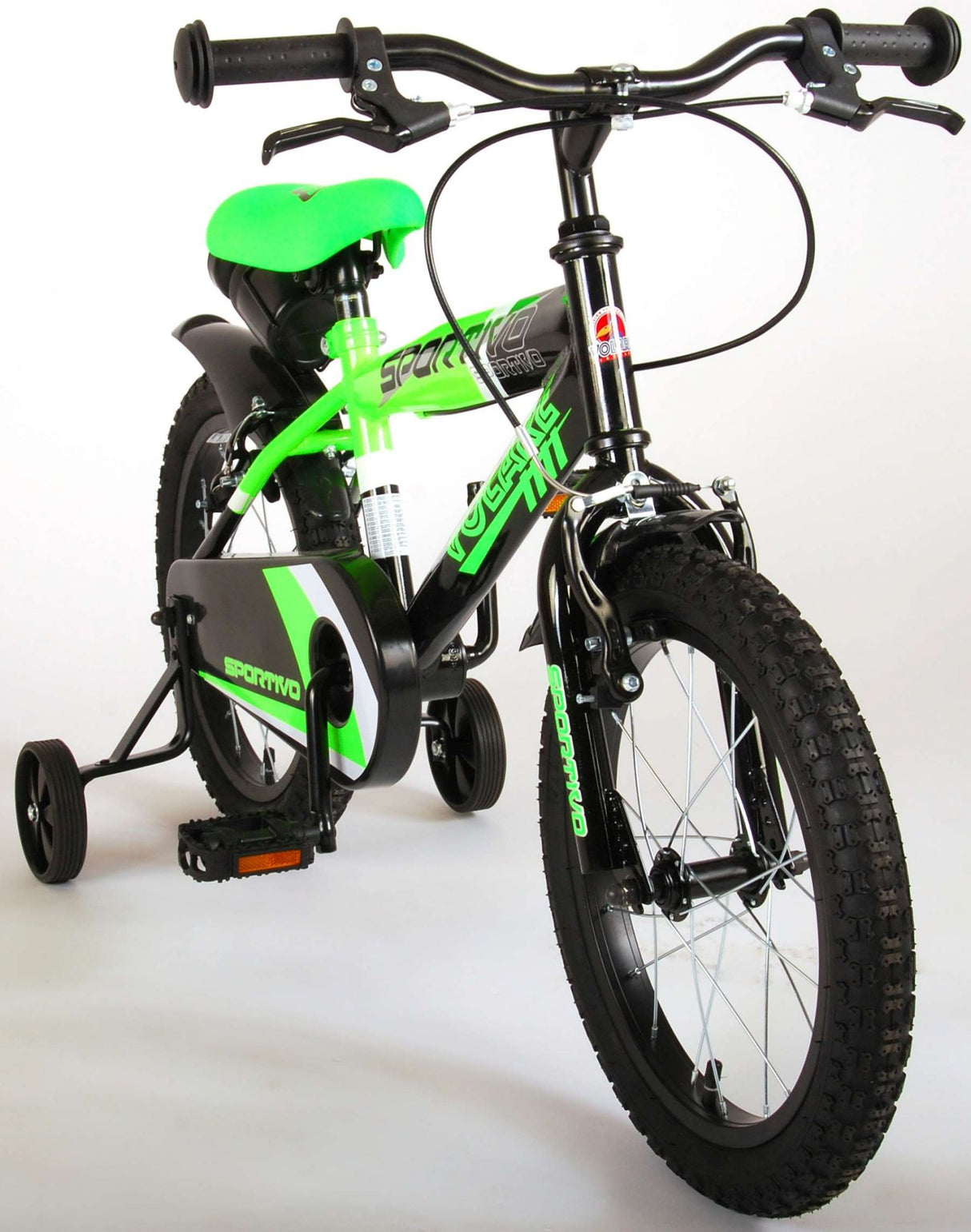Volare Sportivo Kinderfahrrad - Jungen - 16 Zoll - Neongrün Schwarz - Zwei Handbremsen - 95% zusammengebaut