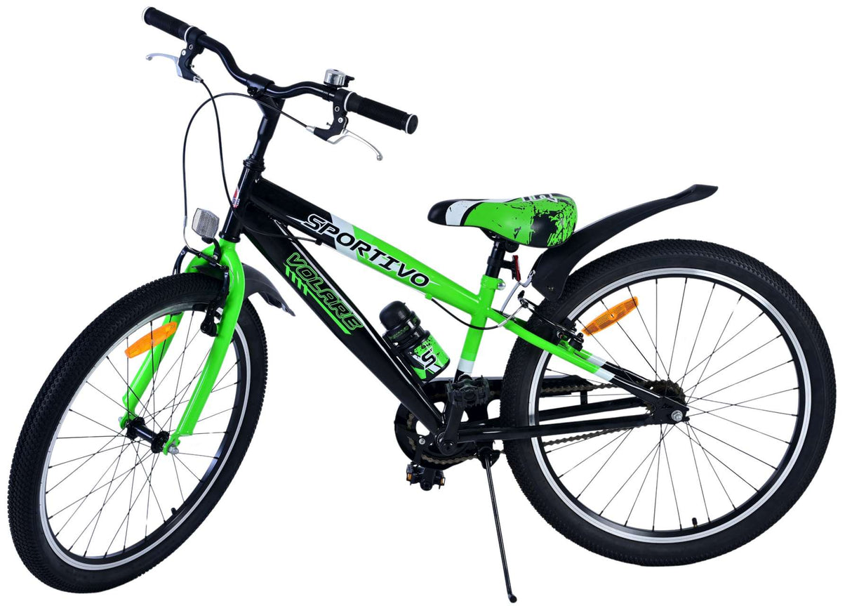 Volare Sportivo Kinderfahrrad für Jungen - 24 Zoll in Schwarz und Grün mit Zweihandbremsen