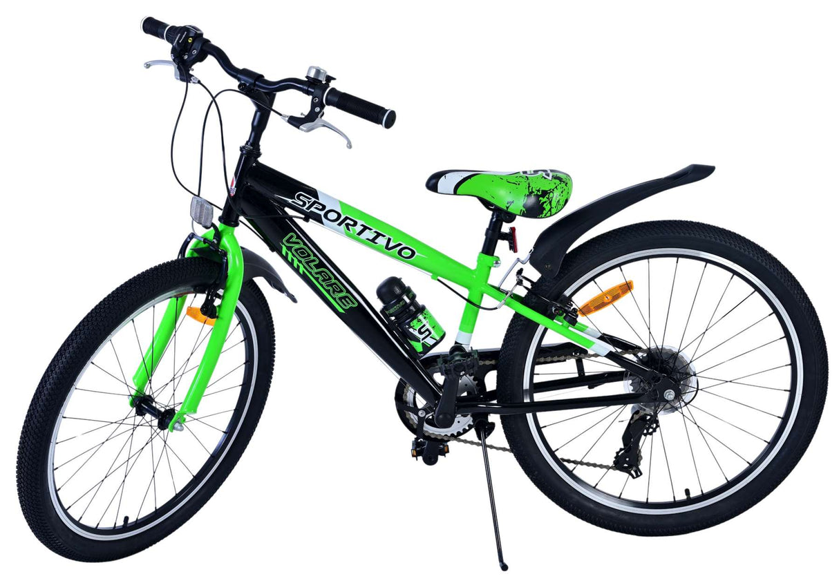 Volare Sportivo Kinderfahrrad für Jungen - 24 Zoll - 7 Gang - Schwarz Grün