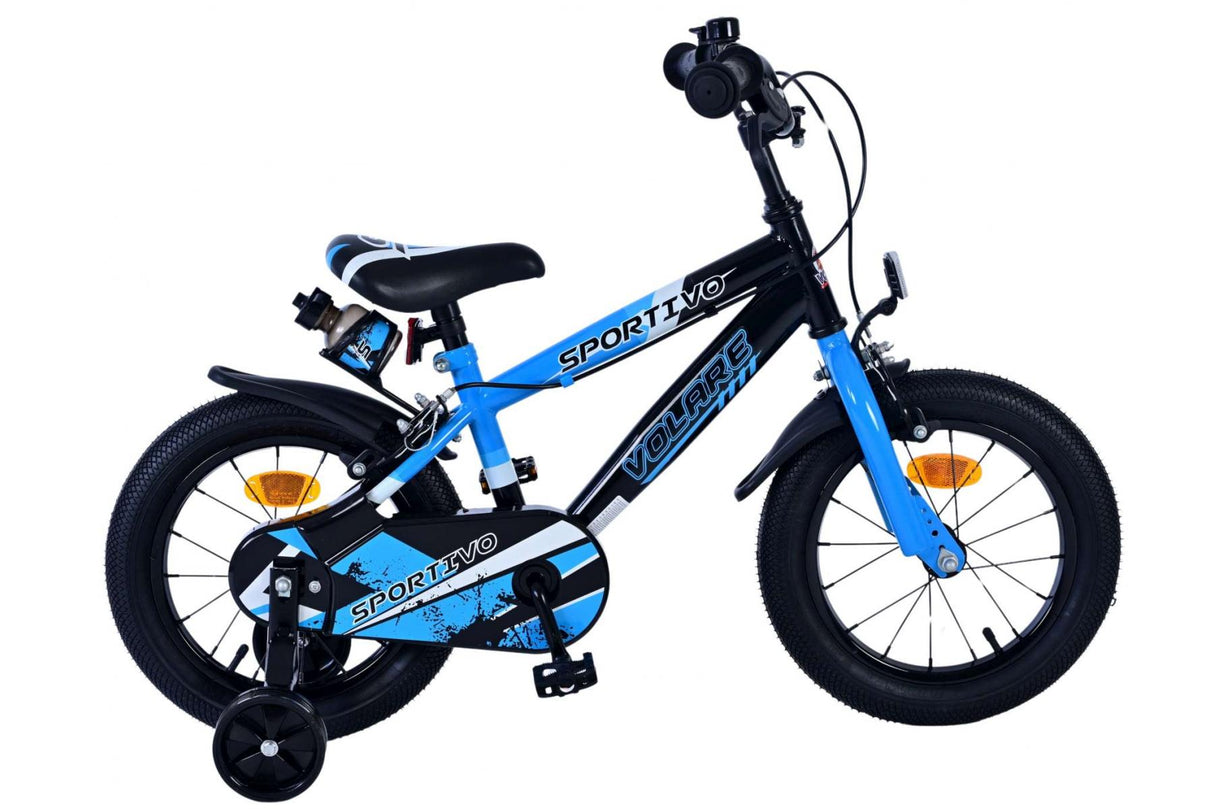 Volare Sportivo Kinderfahrrad für Jungen - 14 Zoll in Blau und Schwarz mit Zweihandbremsen