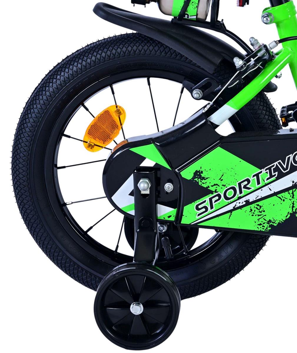 Volare Sportivo Kinderfahrrad für Jungen - 14 Zoll in Grün Schwarz mit Zweihandbremsen