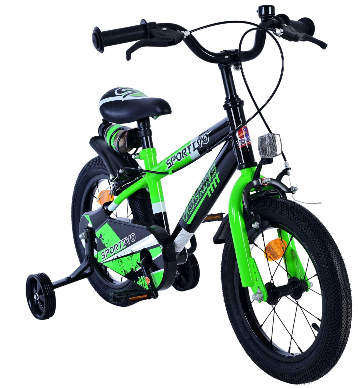 Volare Sportivo Kinderfahrrad für Jungen - 14 Zoll in Grün Schwarz mit Zweihandbremsen