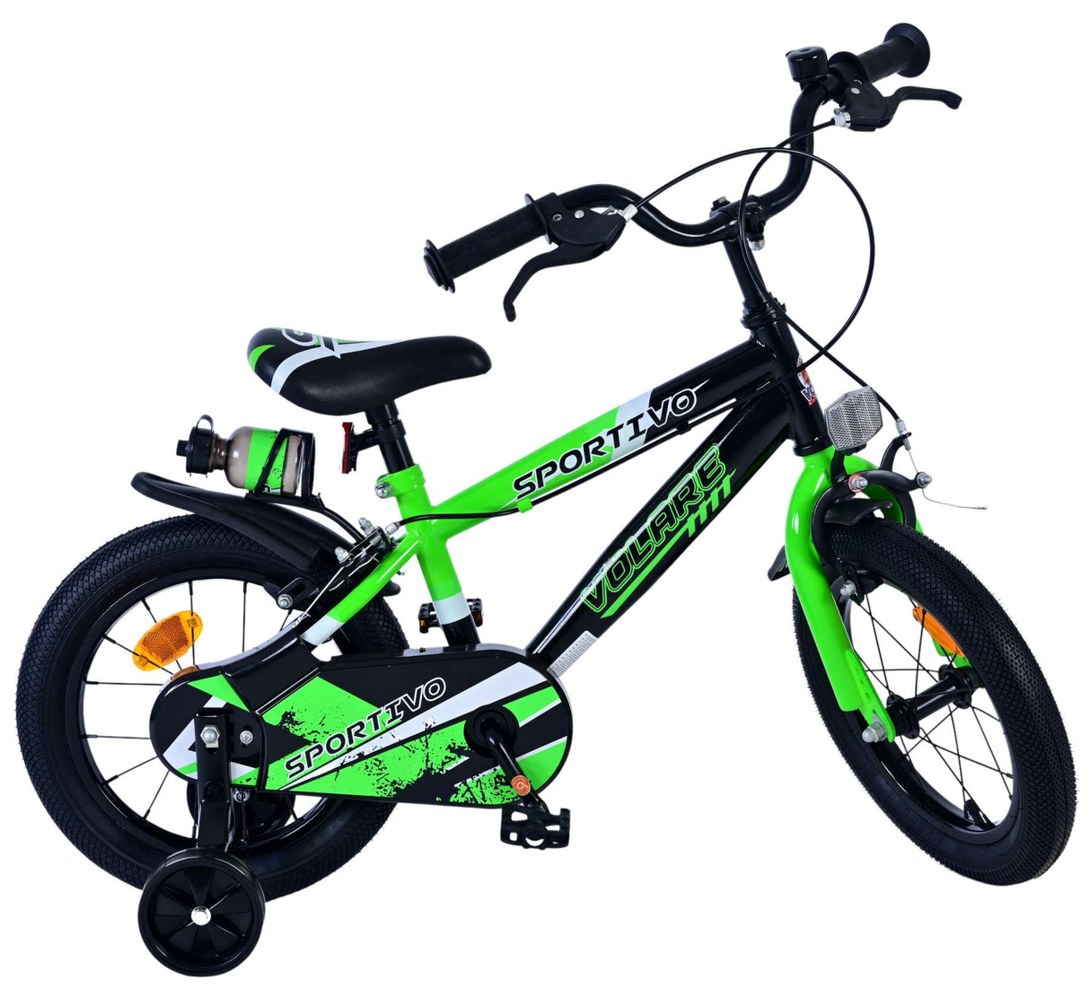 Volare Sportivo Kinderfahrrad für Jungen - 14 Zoll in Grün Schwarz mit Zweihandbremsen