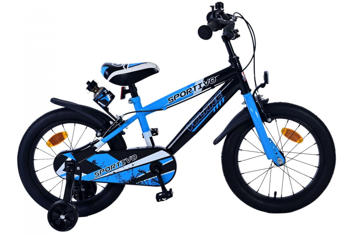 Volare Sportivo Kinderfahrrad für Jungen - 16 Zoll in Blau Schwarz mit Zweihandbremsen